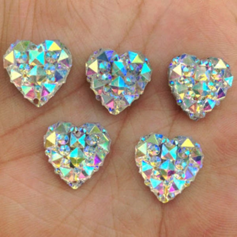 Bộ 40 Hình Trái Tim/Tròn/Bông Hoa Bằng Nhựa AB 12mm Trang Trí Đồ Thủ Công