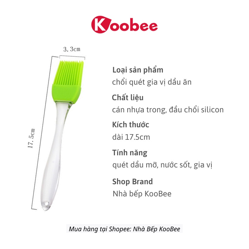 Cọ chổi silicon phết quét bơ dầu mỡ, quét mặt bánh, nước sốt, gia vị KOOBEE