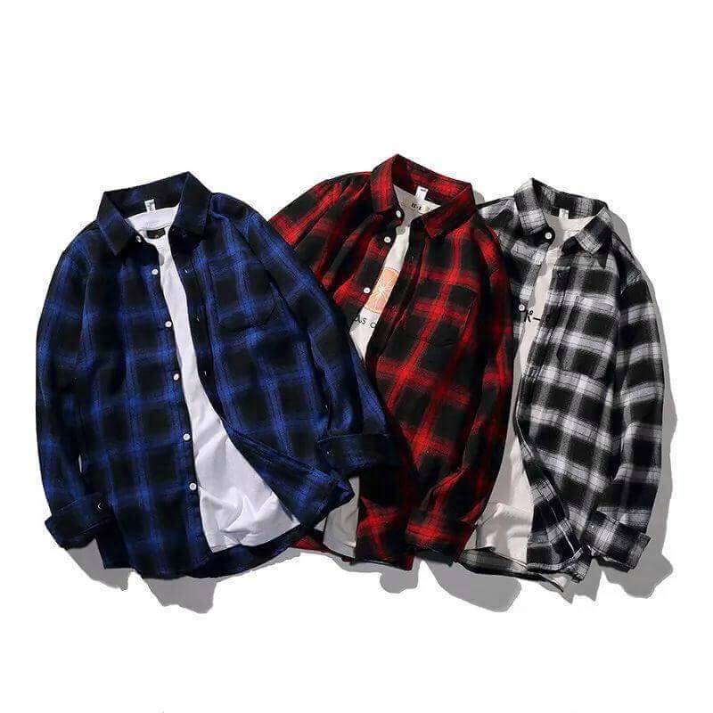 [COMBO] ÁO SƠ MI FLANNEL CARO TẶNG ÁO THUN TRẮNG