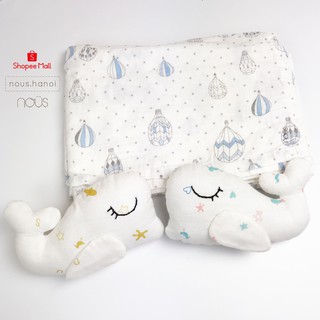 Khăn Xô Một Lớp Trắng Hình Khí Cầu NOUS (Kích Thước 120x120cm)