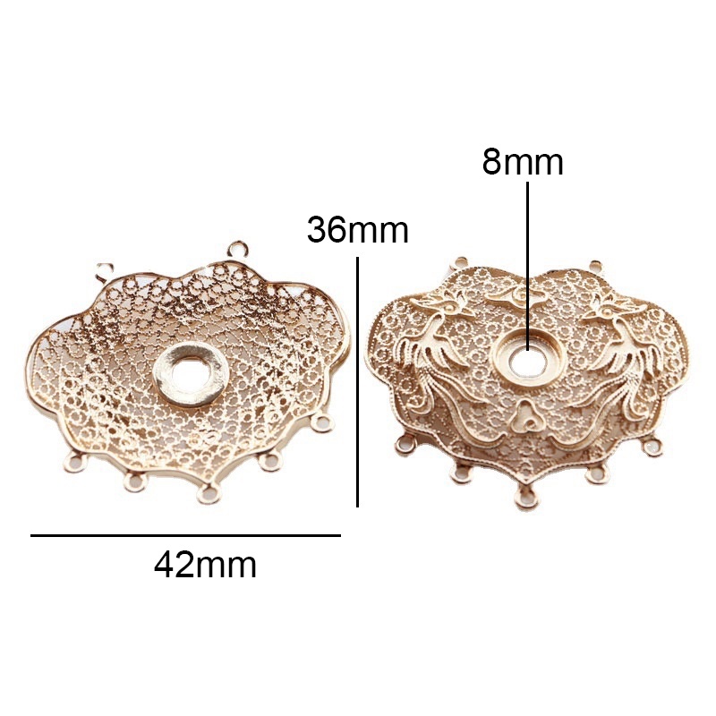 1 phiến đúc họa tiết khóa trường thọ, khóa trường mệnh 36*42mm nguyên liệu làm trâm làm trang sức cổ trang có màu KC