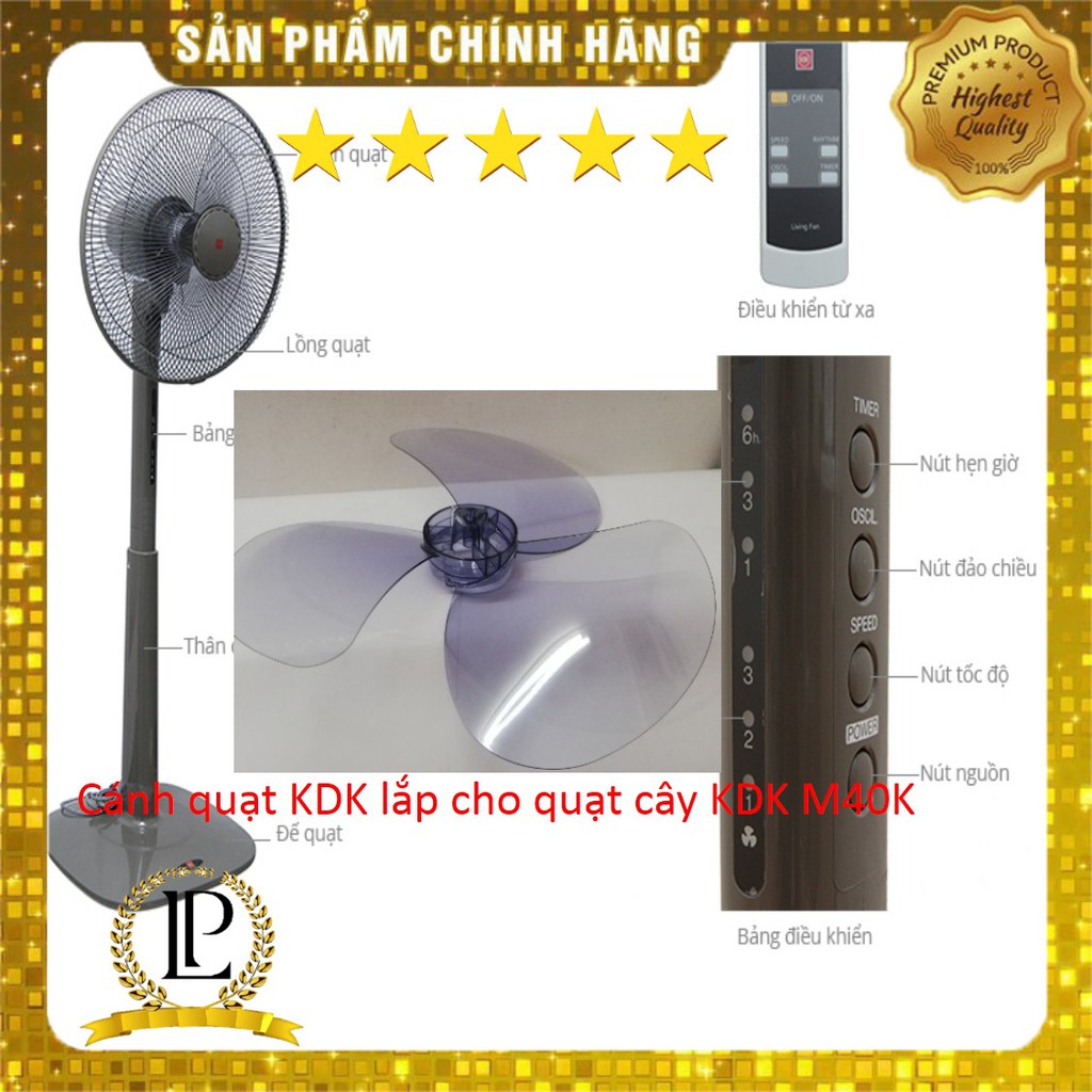 {Chính hãng} Cánh quạt KDK loại 3 cánh sải cánh 40cm lắp cho quạt cây KDK M40K, treo tường M40M