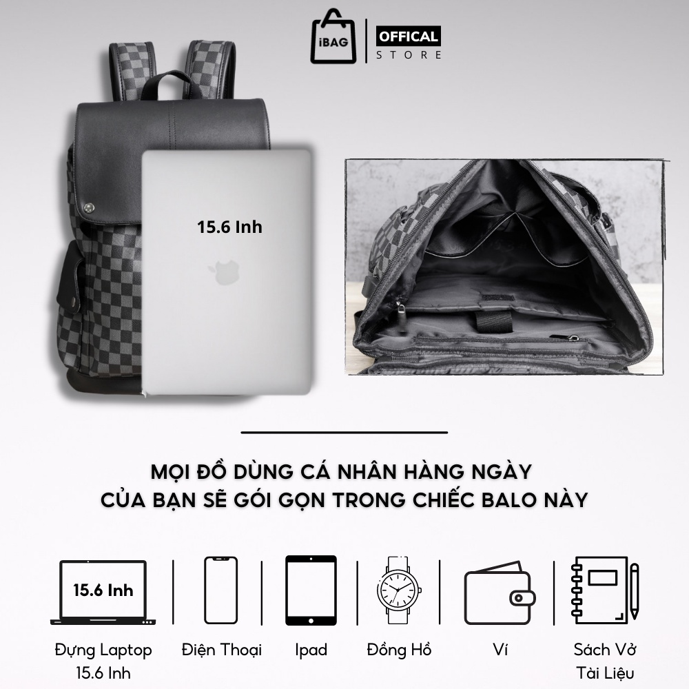 Balo Da Thời Trang Ulzzang Nam Nữ,Da PU Cao Cấp,Đựng Laptop 15,6 inh-Chống nước,Kiểu dáng trẻ trung, cá tính - 𝑰𝑩𝑨𝑮