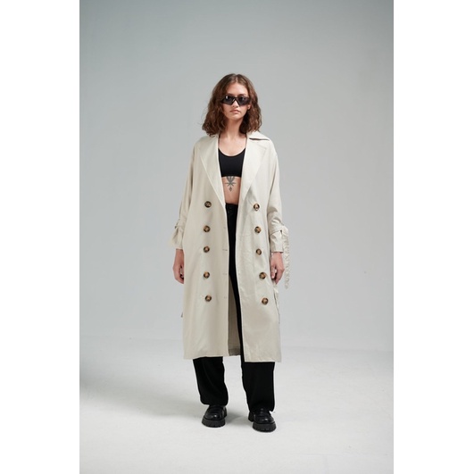 Áo khoác 2 hàng khuy- Kem