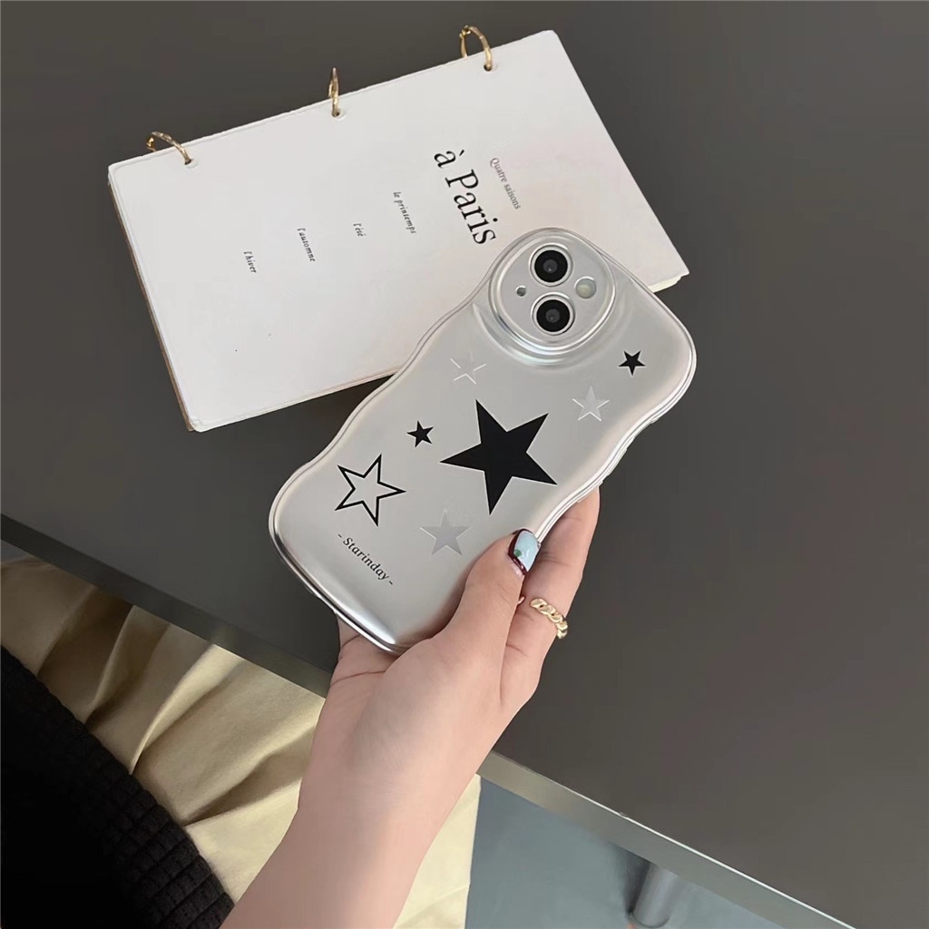Ốp Điện Thoại Màu Trơn Mạ Điện Họa Tiết Gợn Sóng Cho iPhone 14 Pro Max 13 Pro Max 12 Pro Max 11