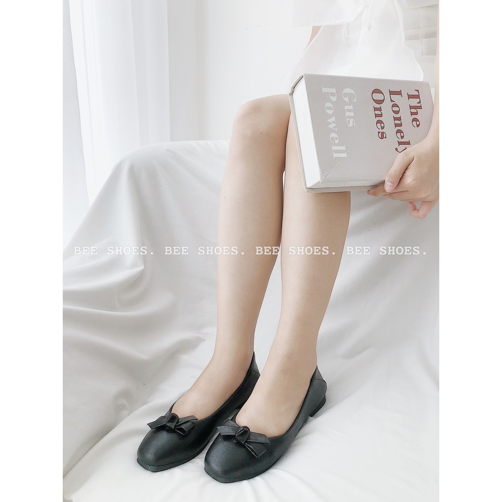 BEESHOES - GIÀY BÚP BÊ MŨI TRÒN DA MỀM SIÊU ÊM  - GIÀY BÚP BÊ THỜI TRANG ĐẾ BỆT SIÊU ÊM MÀU ĐEN KEM 8074 | BigBuy360 - bigbuy360.vn