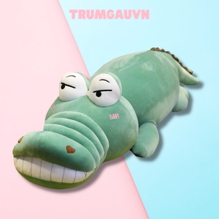 Gấu Bông Cá Sấu Mặt Ngáo Siêu To Khổng Lồ, Thú Nhồi Bông Vải Co Giãn 4 Chiều Siêu Mềm Mịn 1M2/1M4/1M6