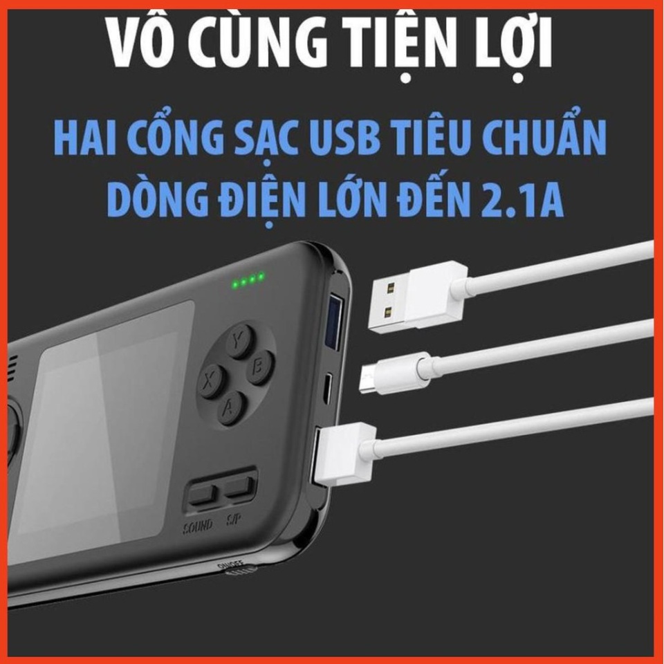 Máy chơi game kiêm sạc dự phòng 8000 mAh tích hợp 416 game tuổi thơ siêu hay