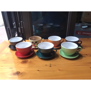 Combo 10 bộ cốc đĩa cafe capuchino màu sắc