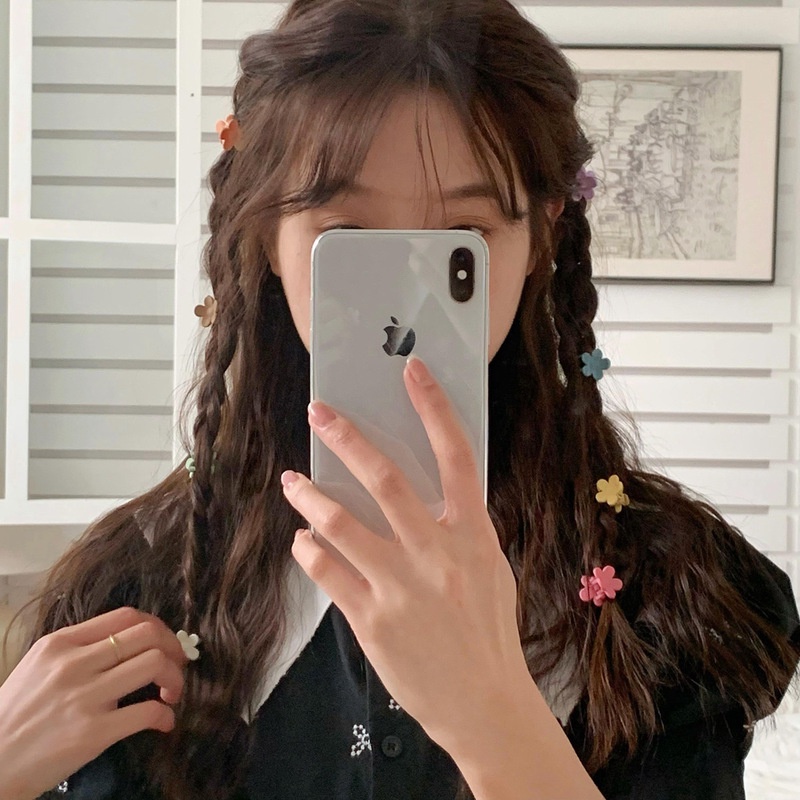 Kẹp Tóc Hình Hoa Mặt Nhám Nhiều Màu Sắc Dễ Thương Dành Cho Bé Gái