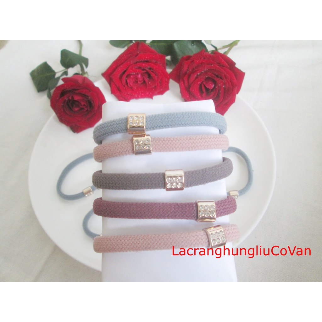 Dây buộc, cột tóc loại trơn đính đá , siêu đơn giản sang trọng và dễ thương