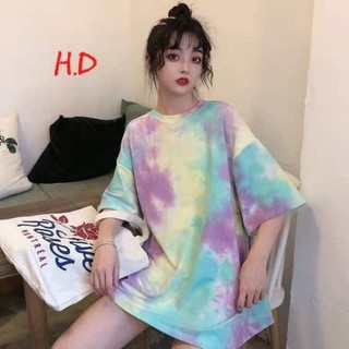 Áo phông loang màu tay lỡ oversize