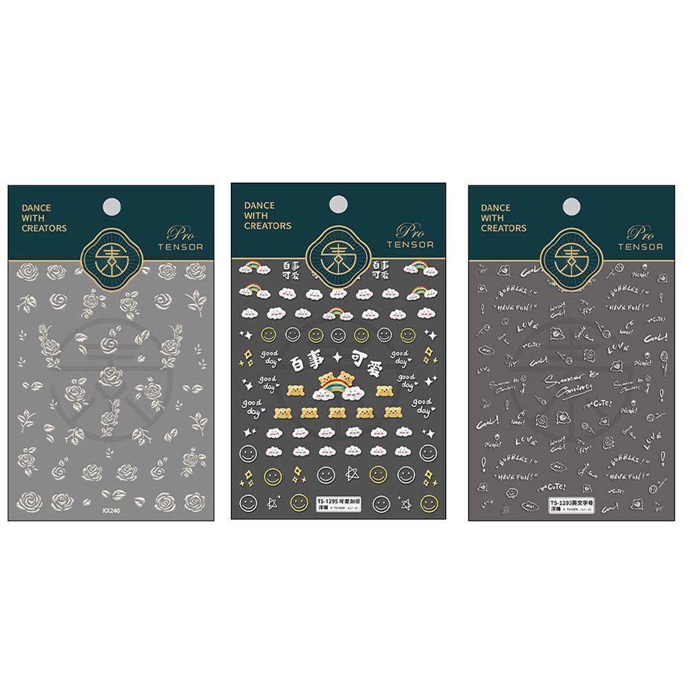 Miếng Dán Trang Trí Móng Tay 5D Họa Tiết Hoạt Hình Chữ Tiếng Anh Độc Đáo DIY