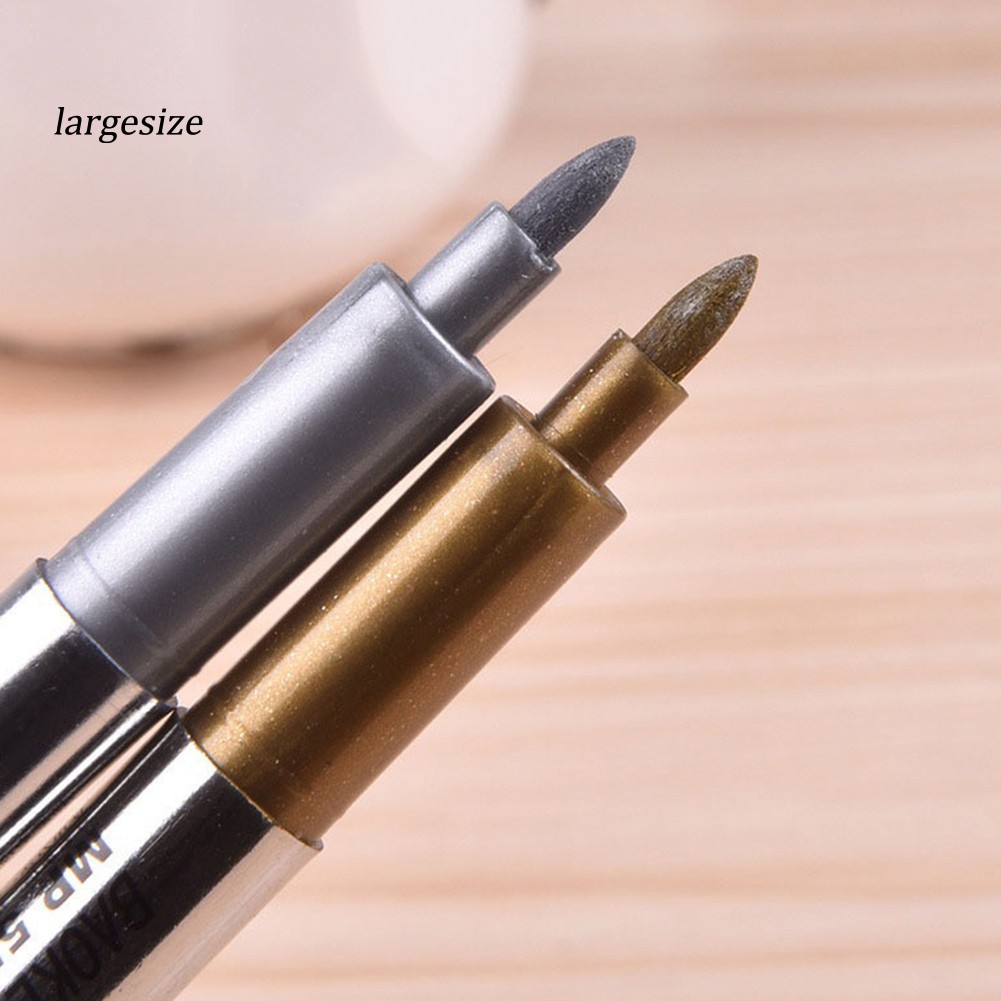 LGSZ☺2Pcs 1.5mm DIY Waterproof Golden and Silver Marker Pen Album Student Supplies