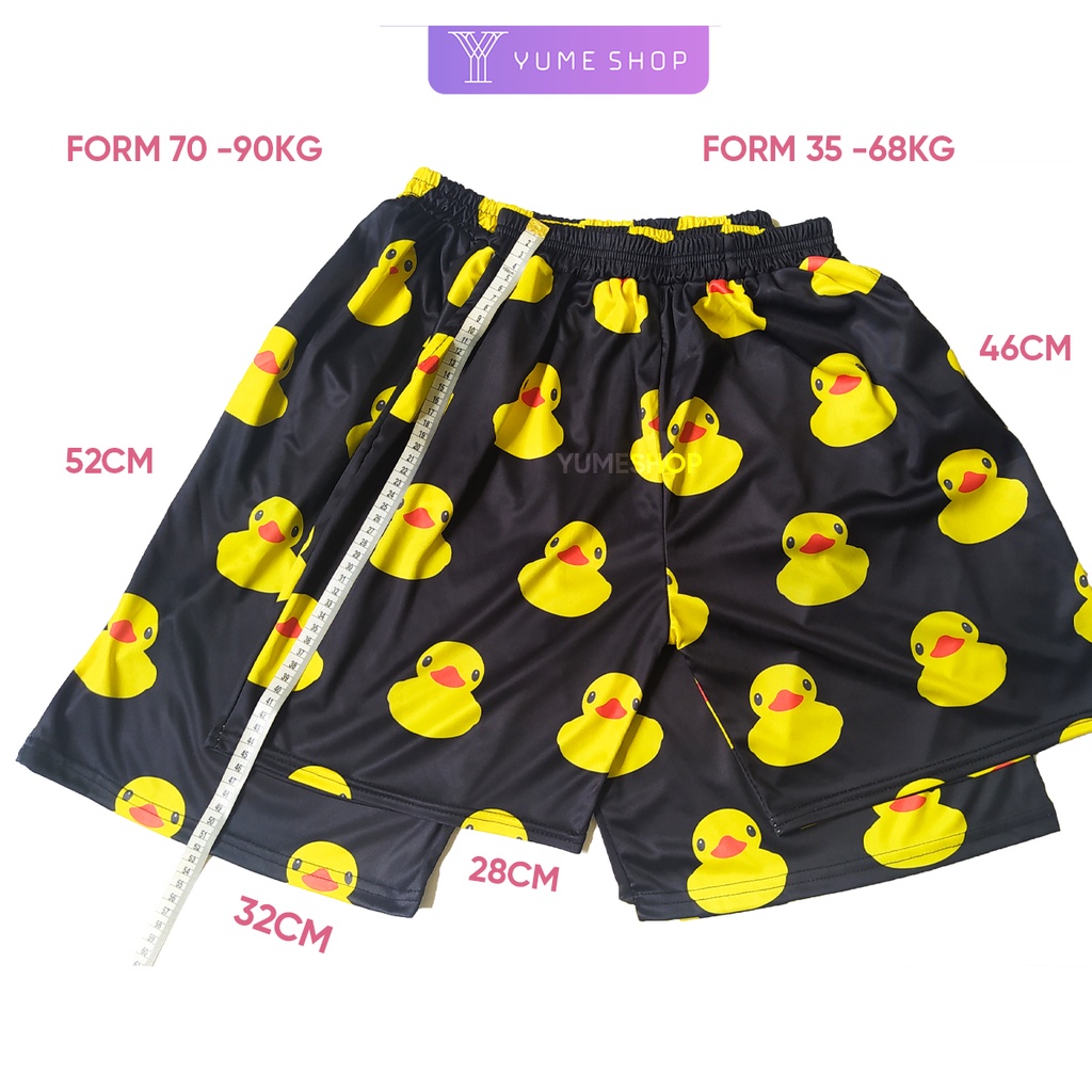 Quần đùi hoạt hình vịt vàng form rộng unisex