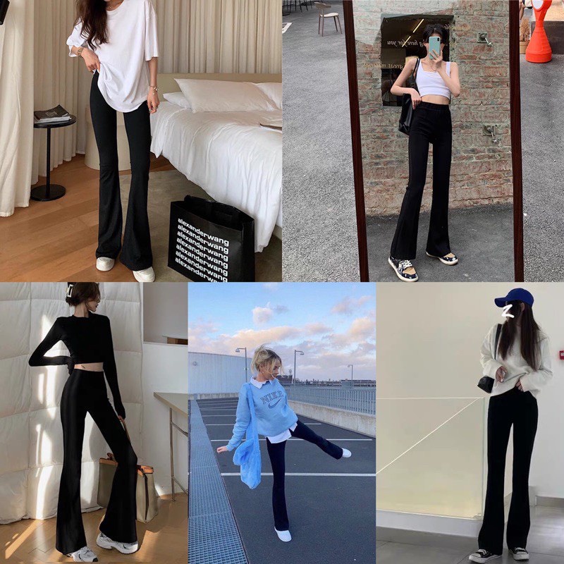 Quần ống loe - quần legging cạp cao ống loe