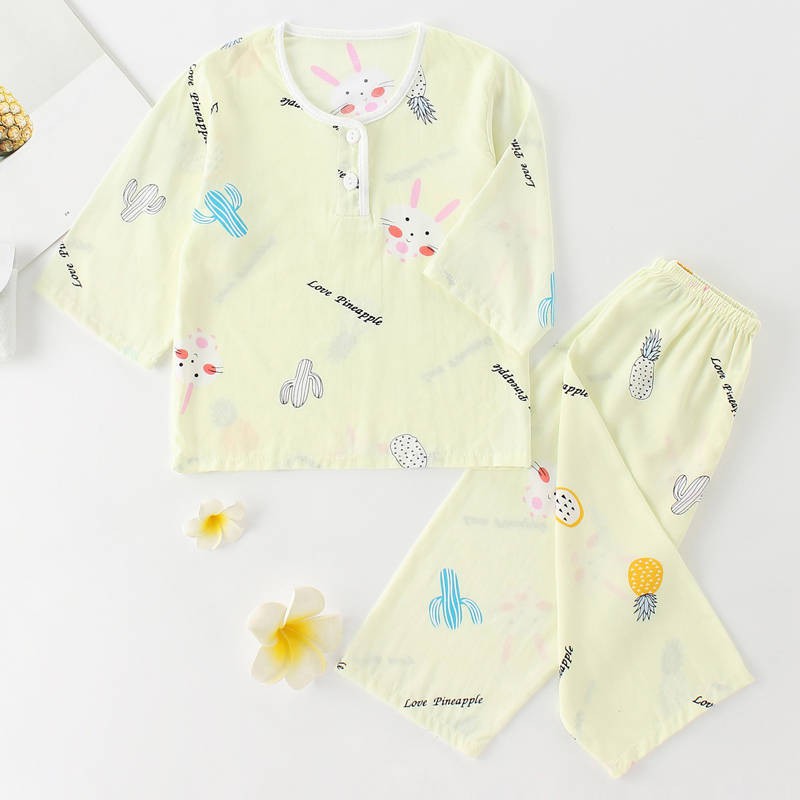 Bộ Đồ Ngủ Tay Dài Vải Cotton Thời Trang Mùa Hè Cho Bé Trai