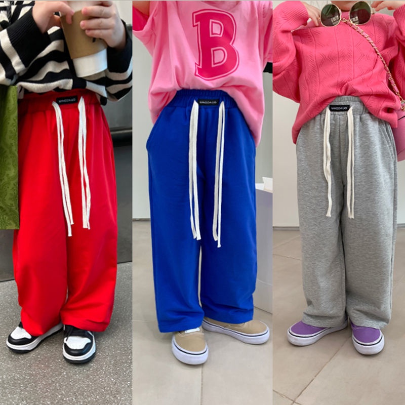 Quần Thể Thao Ống Đứng Màu Đỏ Chất Liệu cotton Thời Trang Hàn Quốc Cho Bé Gái