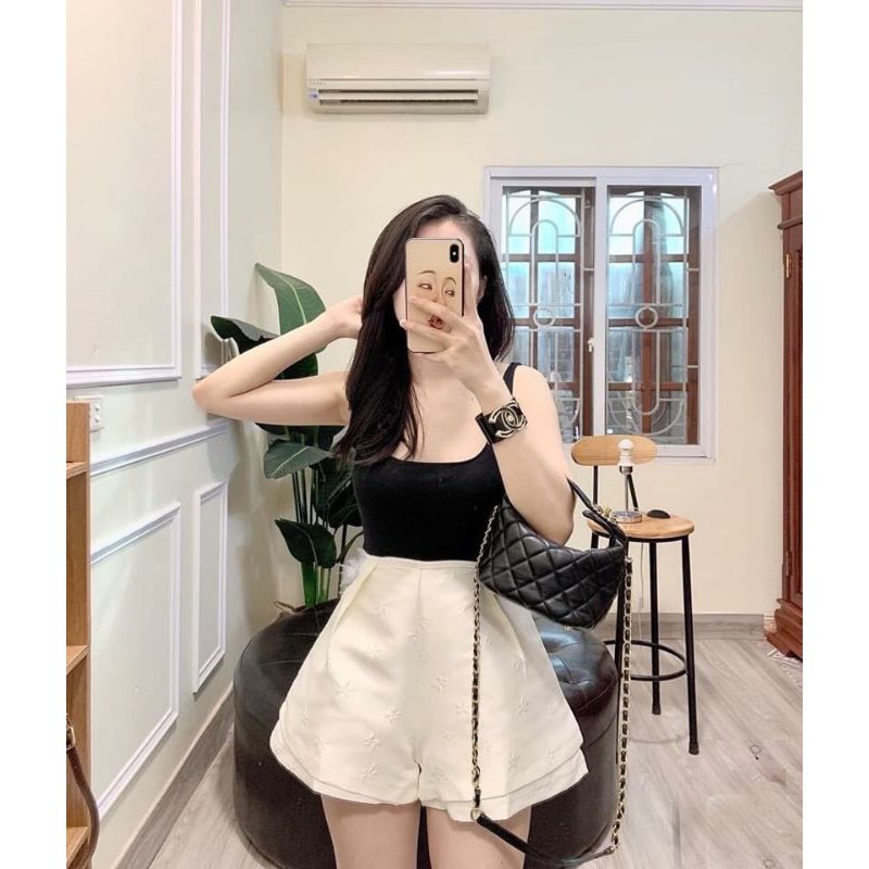Quần short phồng họa tiết hoa gấu kép đẹp TV8620