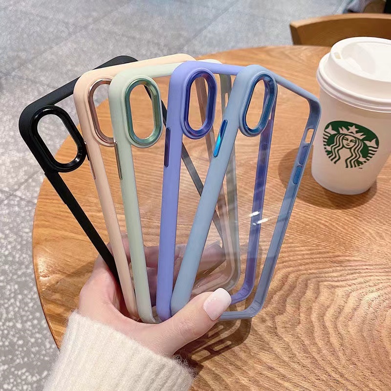 Ốp Điện Thoại Acrylic Trong Suốt Chống Rơi Bảo Vệ Ống Kính Sang Trọng Cho iPhone X XS Max XR 7 Plus 8 Plus 11 Pro Max
