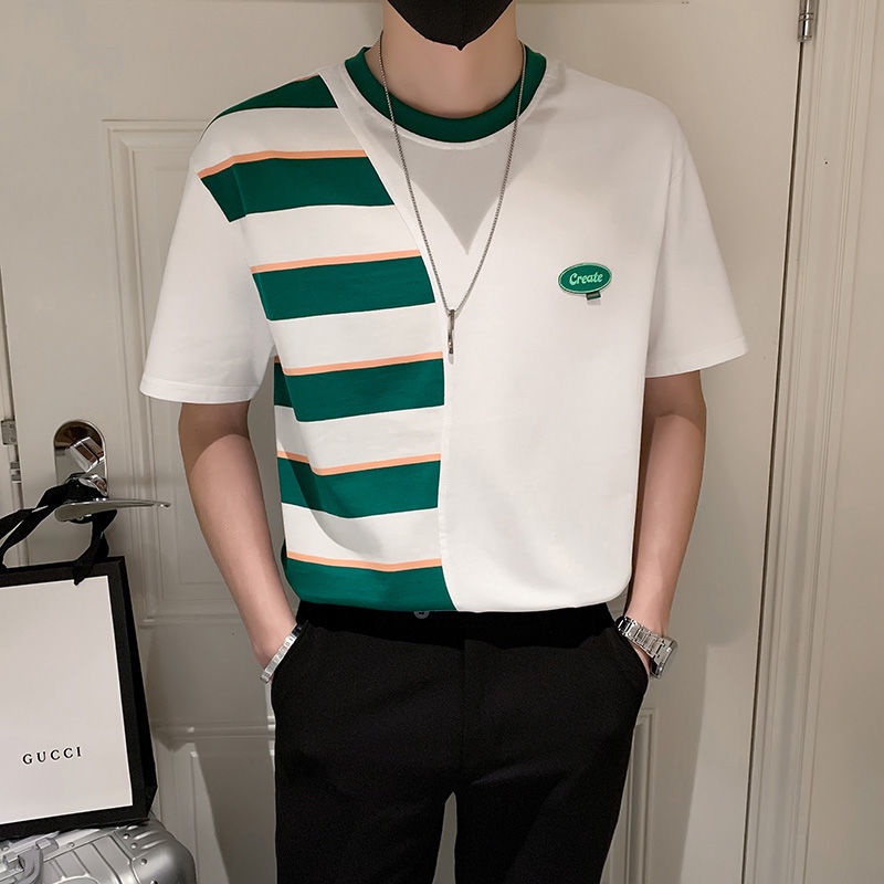 Áo Thun Tay Ngắn Phối Màu Tương Phản Thời Trang Mùa Hè 2022 Cho Nam