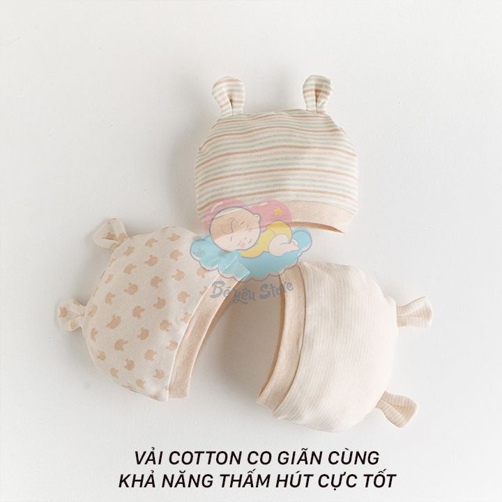 Mũ cho bé sơ sinh giúp giữ ấm tai cho bé hình Gấu, nghộ nghĩnh, dễ thương (Nón cho bé sơ sinh)
