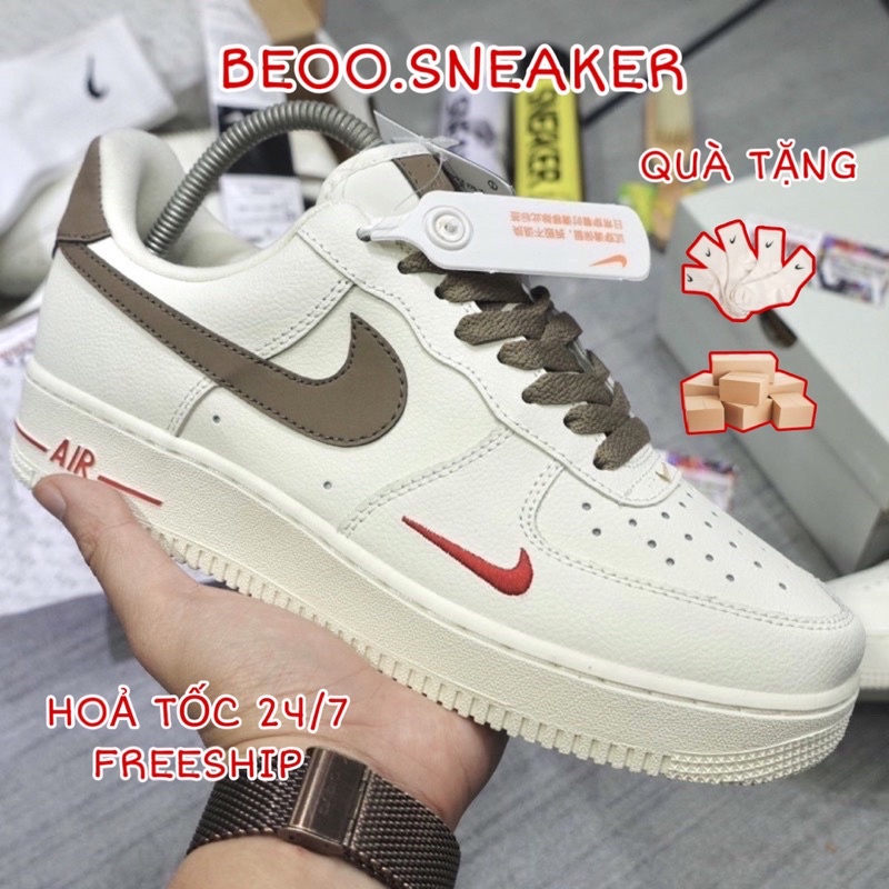 Giày thể thao nam nữ af1 vệt nâu, air force 1 vệt nâu, af1 nâu trắng hỗ trợ đổi size.