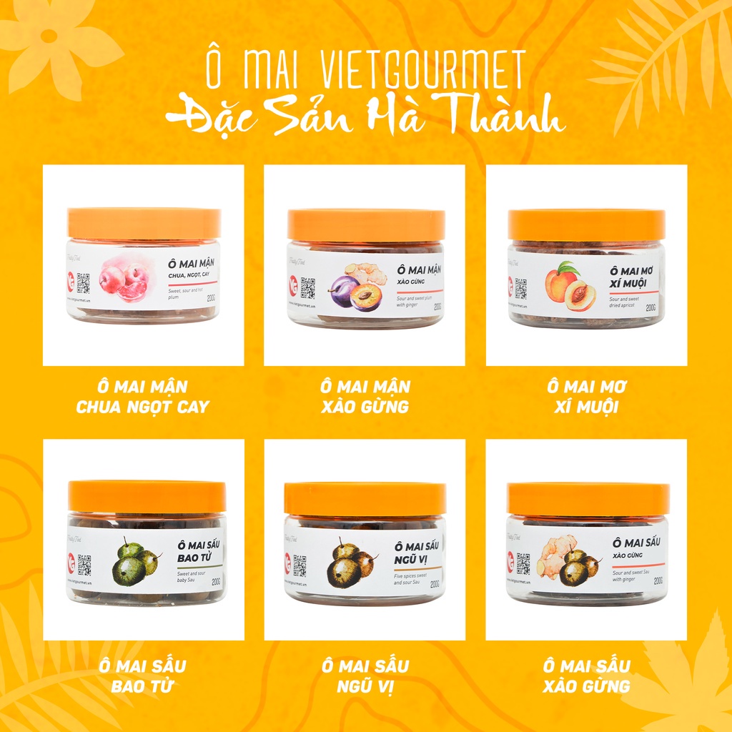 Ô mai sấu xào gừng 200g vị cay chua ngọt/ Đặc sản miền Bắc quà tặng ăn vặt mẹ bầu/ Ăn vặt Hà Nội VIETGOURMET
