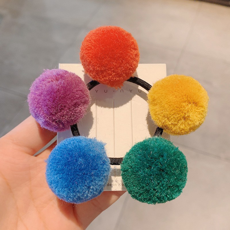 -𝐒𝐀𝐋𝐄-Dây Cột Tóc Hình Cục Bông Đáng Yêu Cho Nữ ( 5 CỤC BÔNG)-HQN