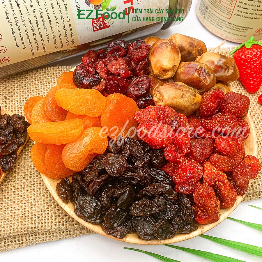 500G Mix Trái Cây Sấy Dẻo Không Đường EZFOOD - Ăn Vặt Dinh Dưỡng Bà Bầu Trái Cây Sấy Tốt Cho Sức Khỏe