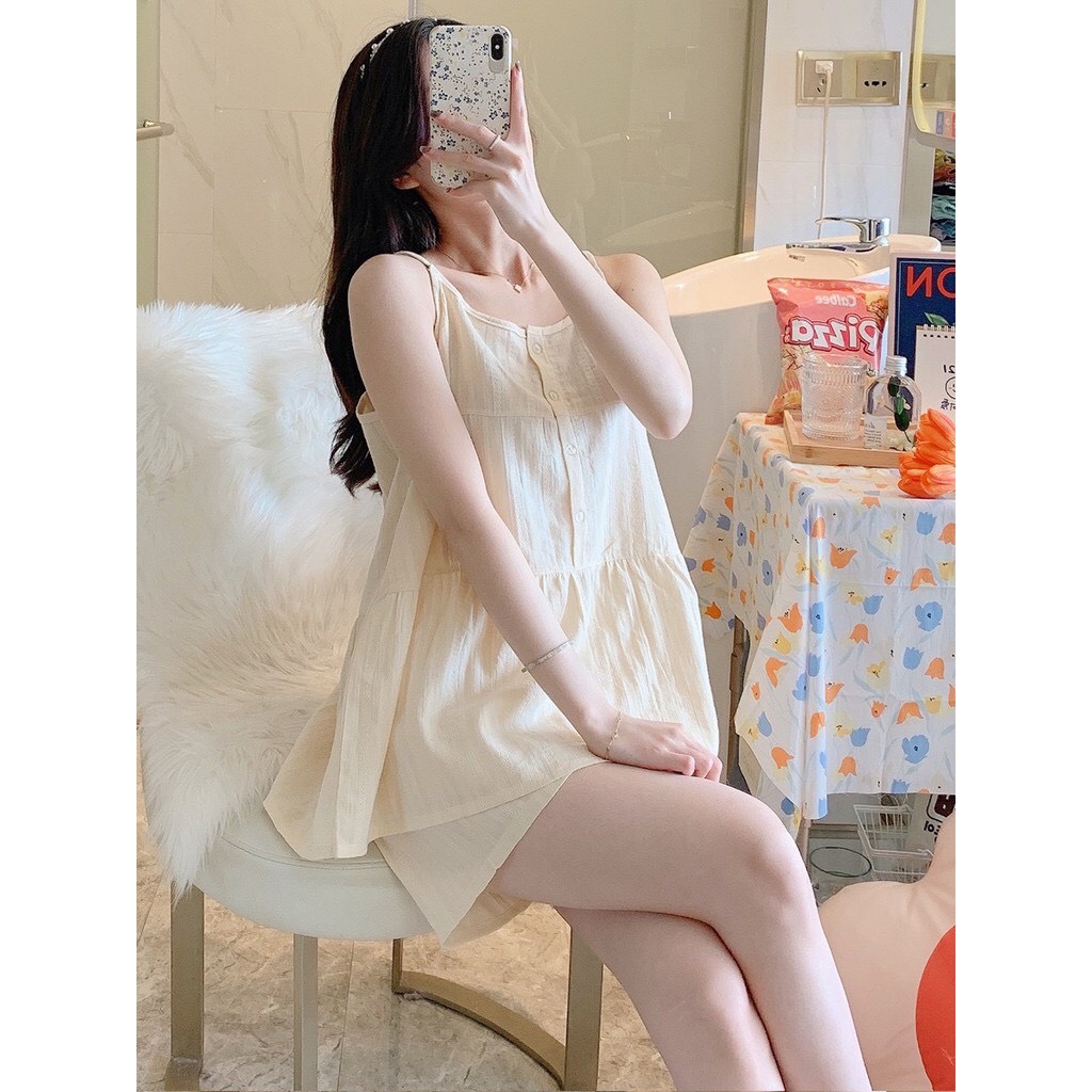 Bộ ngủ 2 dây, bộ mặc nhà nữ tiểu thư chất mềm mịn, thoáng mát, mặc ngủ sexy gợi cảm (Mã 2S)