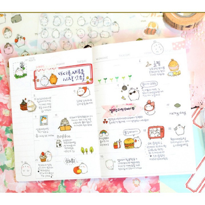 🍉Set 6 sticker thỏ Molang - Sticker dán hình siêu siêu dễ thương DUASHOP