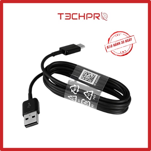 Cáp sạc nhanh - Dây cáp Type C chính hãng dùng cho các dòng điện thoại samsung cổng Type C - Màu đen - Techpro