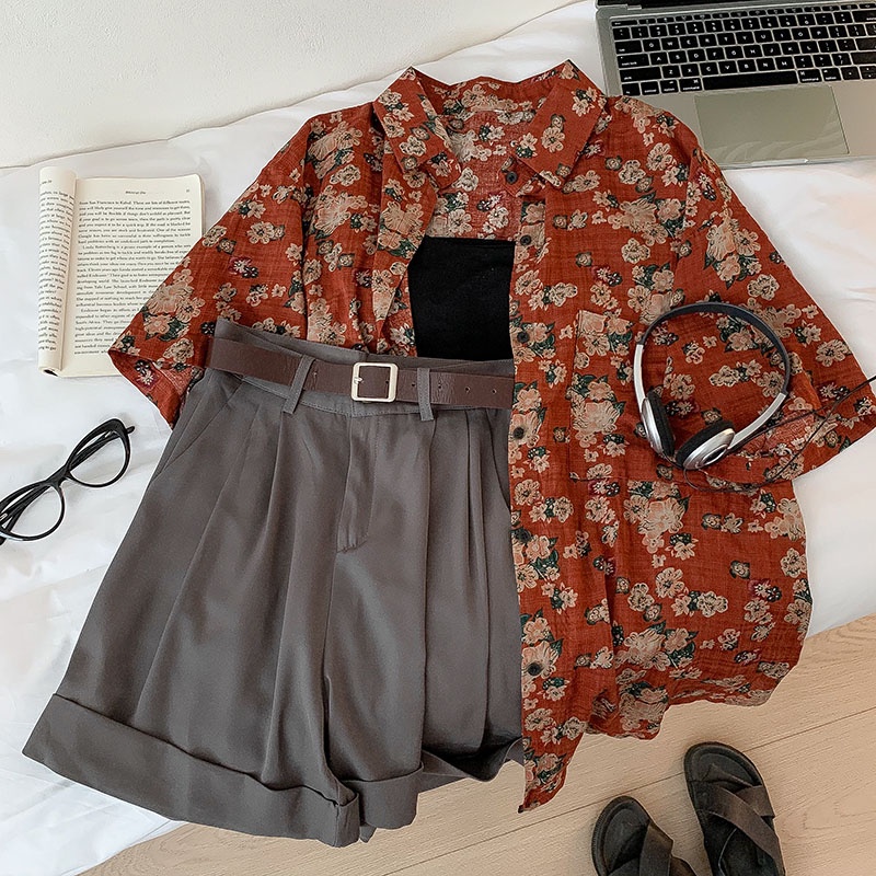 Áo sơ mi nữ họa tiết vintage 2022