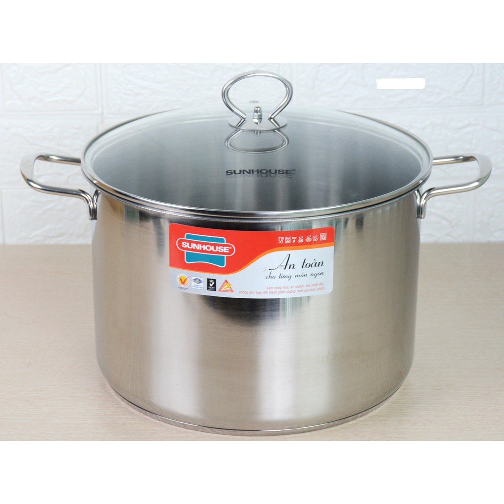 Nồi luộc gà inox 3 đáy SUNHOUSE SH28LG. Dùng được cho bếp từ