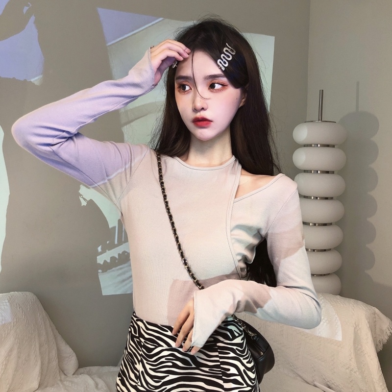 ZHELIHANGFEI Áo Thun Nữ Dài Tay Dáng Ôm Hợp Thời Trang