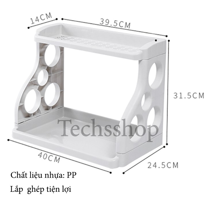 Kệ nhà bếp 2 tầng để hủ gia vị - kệ nhựa đa năng dùng nhà bếp, nhà tắm - kệ chữ h