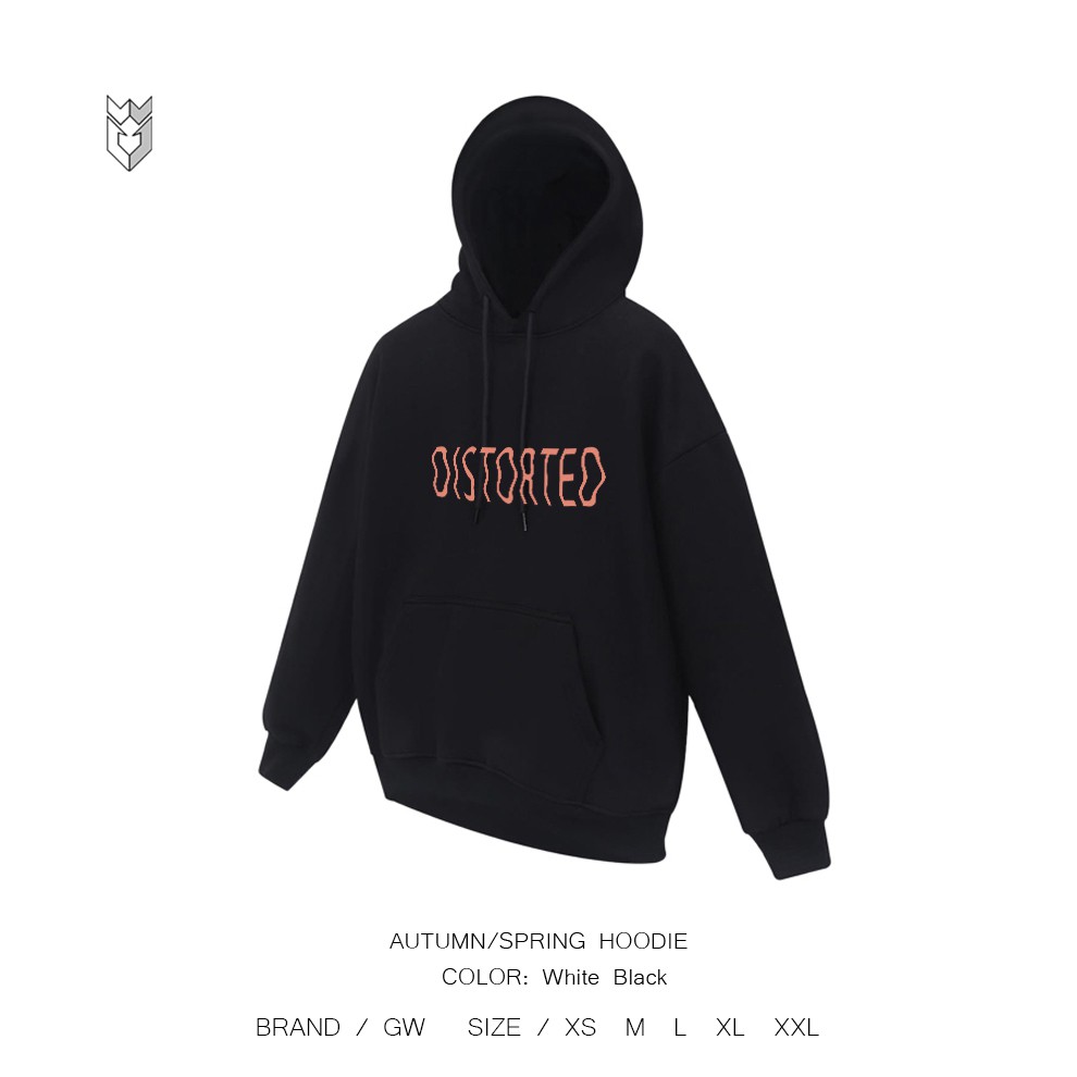 Áo hoodie nỉ form rộng Distorted nam nữ Unisex thu đông - GW Shop