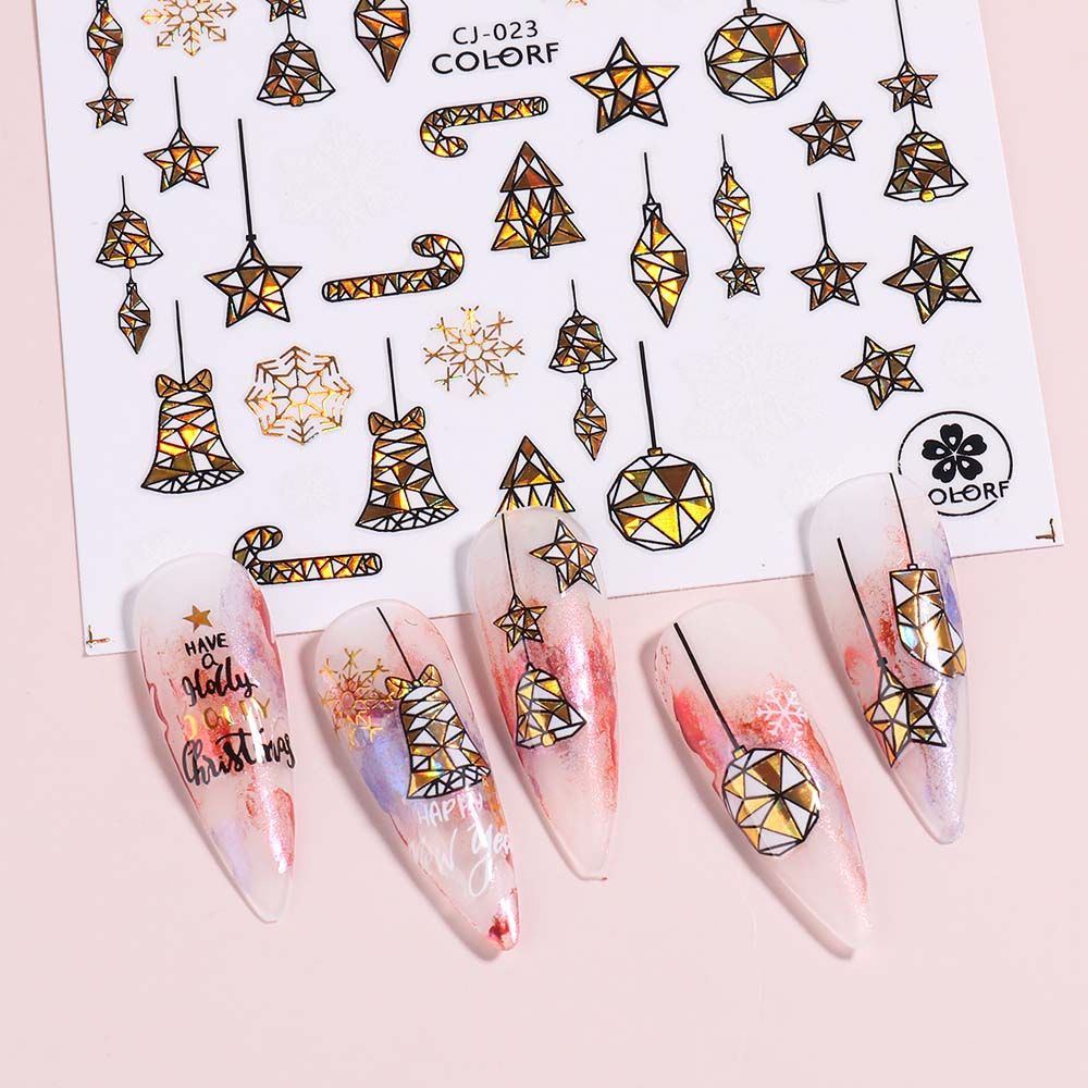 [Hàng mới về] Tờ sticker dán móng tay trang trí thủ công họa tiết hoạt hình 3D phong cách Giáng Sinh nhiều kiểu tùy chọn