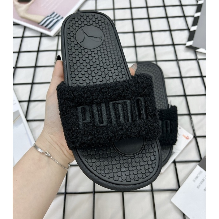 [CHÍNH HÃNG] DÉP PUMA COOL CAT SHERPA SLIDE BLACK/WHITE SANDAL - 383453 01 &amp; 383453 02