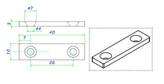 1 viên Nam châm đất hiếm  KT 40x10x3mm 2 lỗ côn 4-7 siêu mạnh