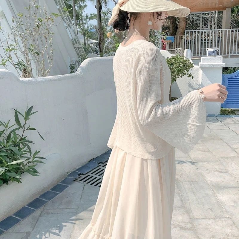 Đầm hai dây bằng vải voan thời trang, Váy hai dây tà xoè gợi cảm mùa hè dành cho nữ thích hợp đi biển - VD06