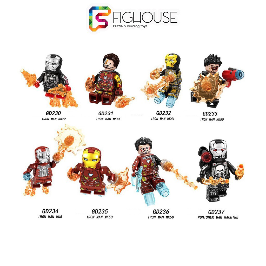 Xếp Hình Minifigures Siêu Anh Hùng Iron Man Tony Stark PRCK - Đồ Chơi Lắp Ráp non-lego GD230-237 [A11]