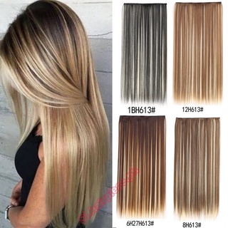  Tóc Giả Thẳng Dài 60cm Kèm 5 Kẹp Màu Đen Bằng Sợi Tổng Hợp Cách Nhiệt 