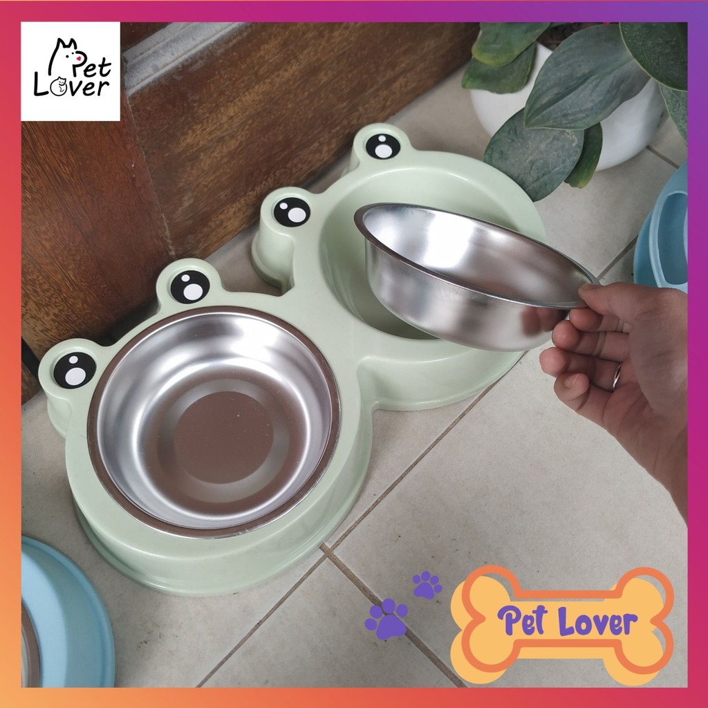 [FREESHIP] Bát ăn cho mèo, bát ăn cho chó, khay inox kèm theo, sạch sẽ, dễ dàng vệ sinh (bát ếch)_petlover