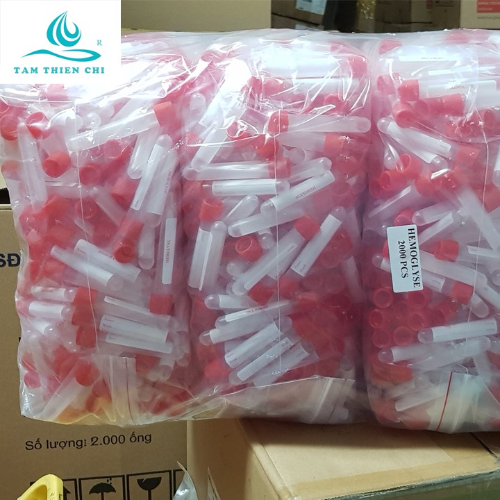 Ống nghiệm nhựa PP dùng quay ly tâm có nhãn có nắp 5ml Hồng Thiện Mỹ túi 500 cái