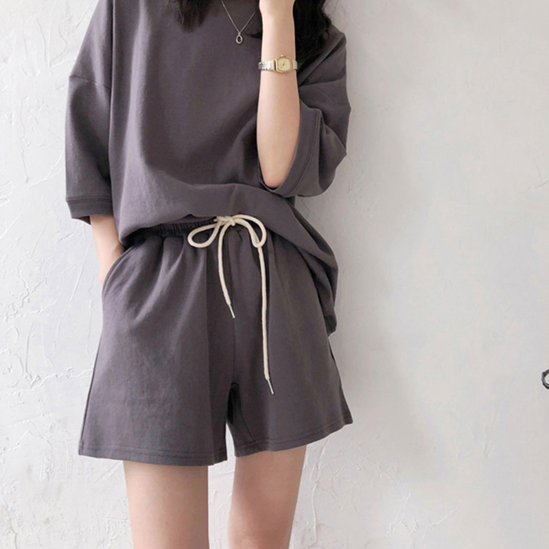 Set trang phục SUXI áo thun tay ngắn và quần đùi phong cách trẻ trung thời trang dành cho nữ