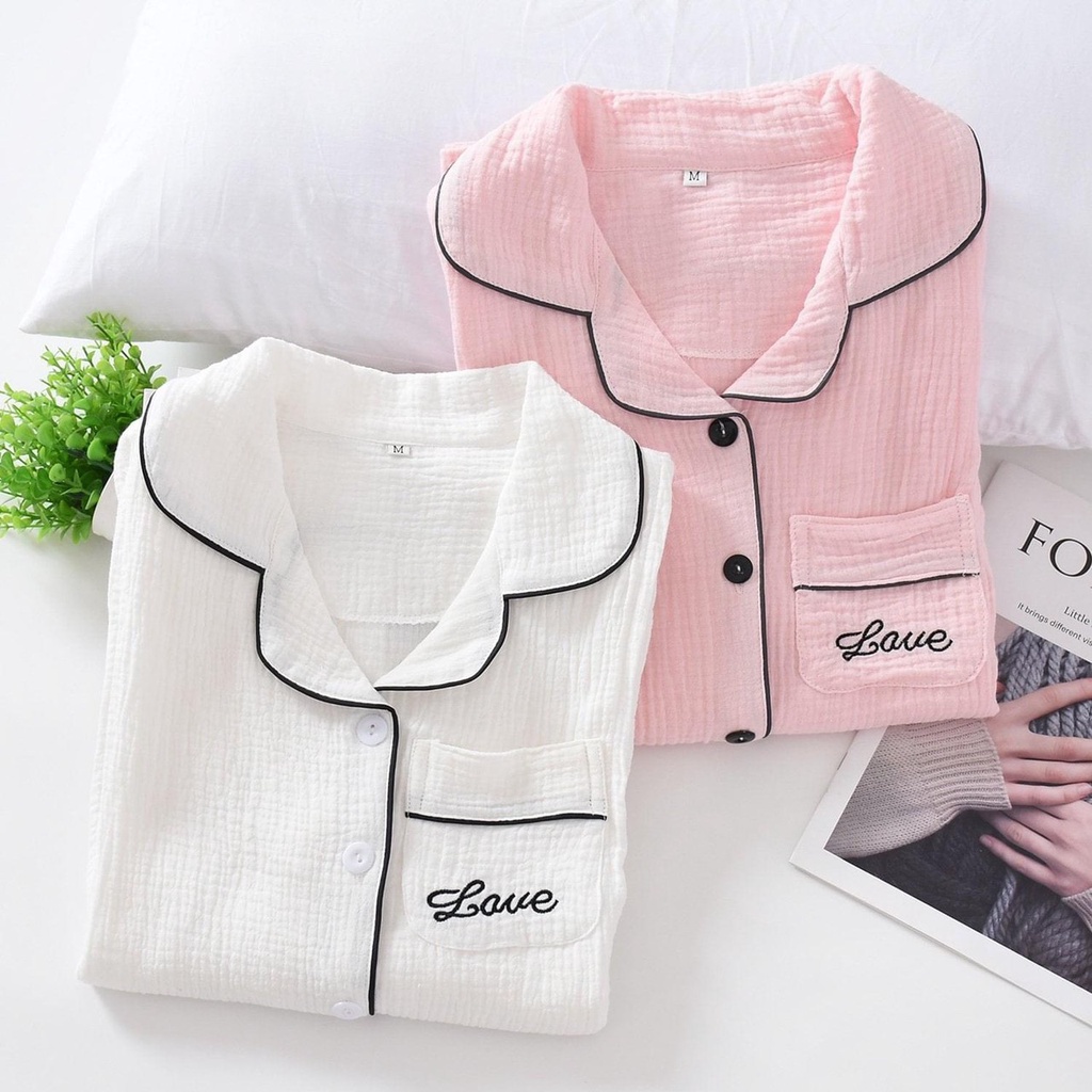 Set Bộ đồ ngủ nữ thu đông ở nhà, đi chơi Bộ đồ ngủ nữ Đồ bộ mặc ở nhà Đồ Bộ mặc đi chơi Bộ đồ kiểu dáng pijama