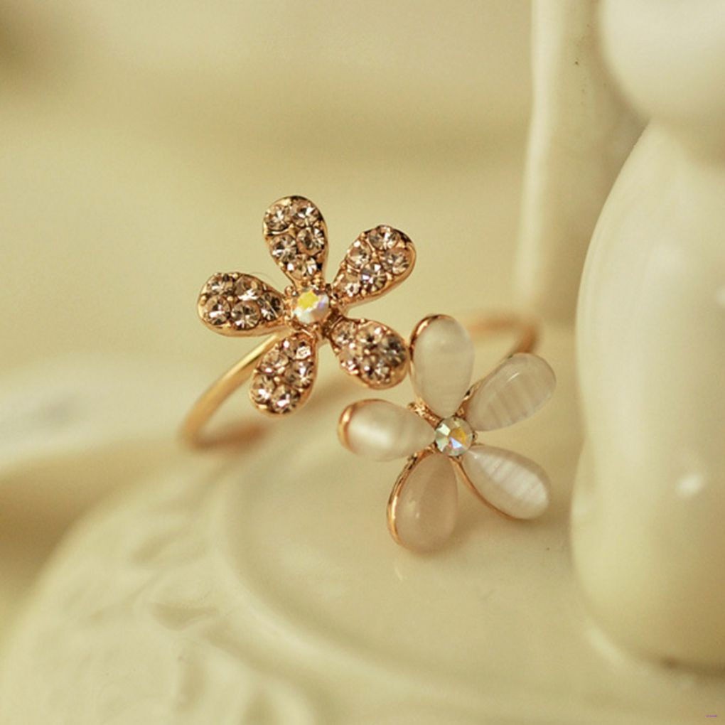 Nhẫn Đeo Tay Kim Loại Tạo Hình Hoa Đính Đá Thời Trang Cho Nữ