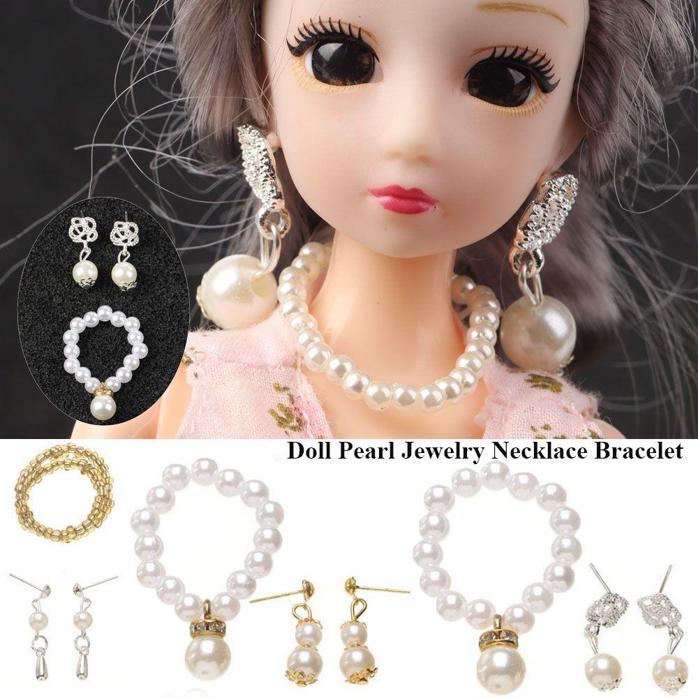 LUOL Bông Tai Thời Trang Bằng Hợp Kim Màu Trắng Cho Búp Bê Tỉ Lệ 1 / 6